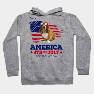 Basset Hound Flag USA - America 4th Of July Independence Day Hoodie